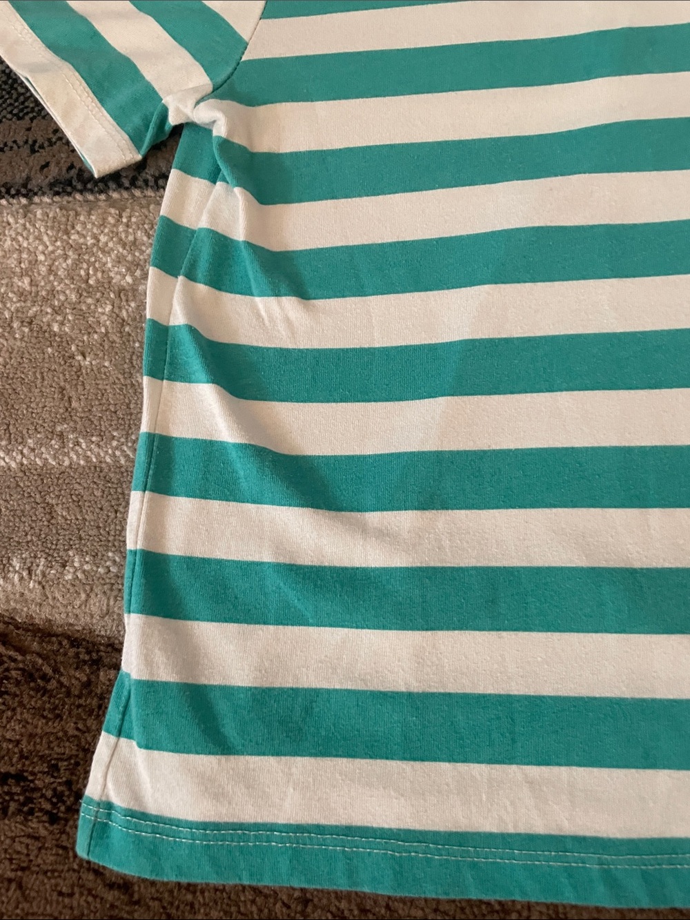 Cat & Jack Teal and White Striped Short Sleeve Tee - Picture 5 of 6